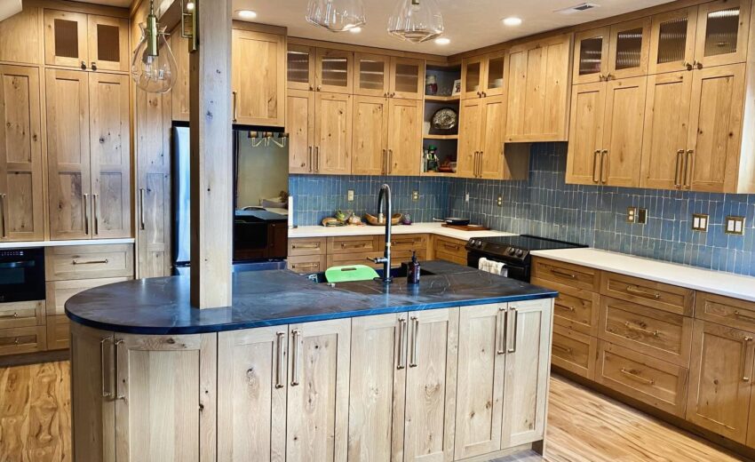 custom kitchen with wood cabinets