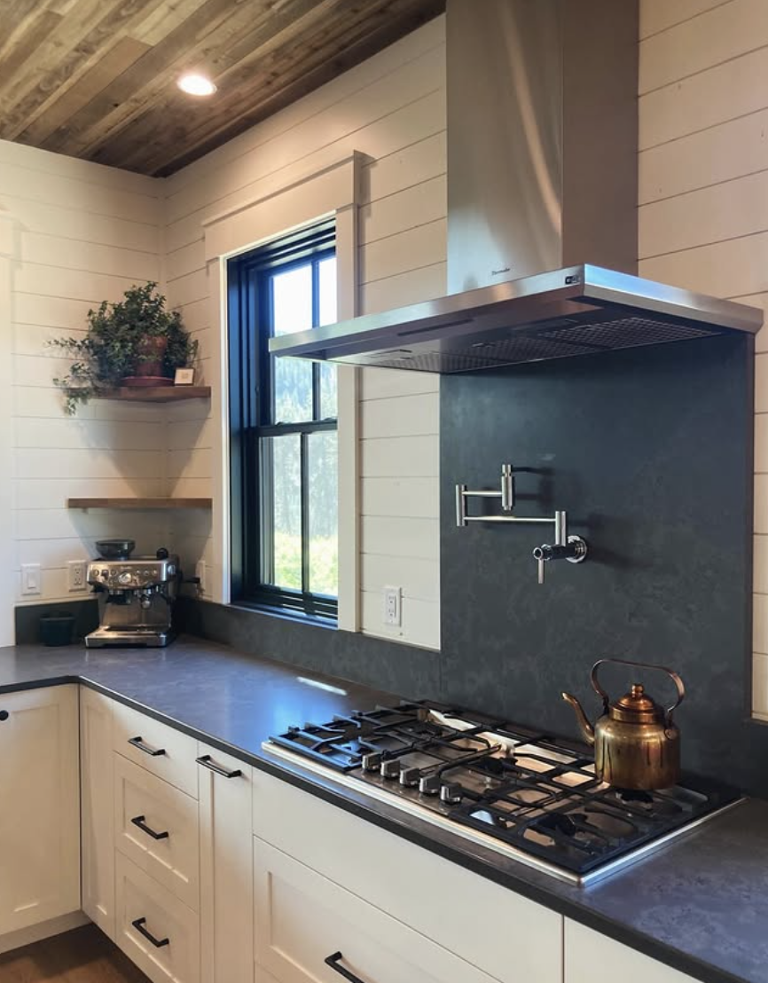custom kitchen with wood cabinets